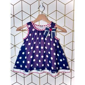 Blueberi Boulevard Girls Dress Size 5 Navy Polka Dot Sleeveless Bow